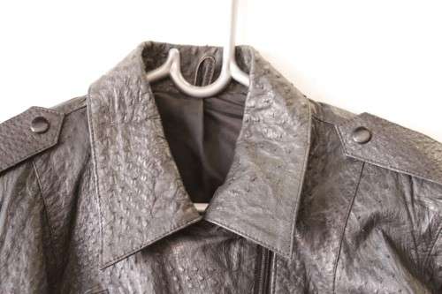 A stunning and very stylish black genuine ostrich skin leather ladies (size medium) bomber jacket