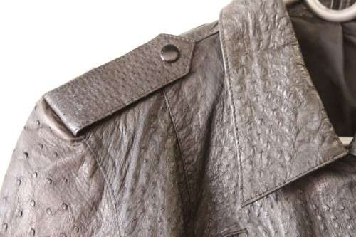 A stunning and very stylish black genuine ostrich skin leather ladies (size medium) bomber jacket