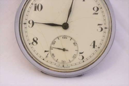 **RS17** Fabulous antique Swiss made 15-jewel nickle plated pocket watch with an enamelled face