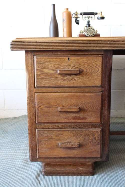 **RS17_Clearance** Vintage solid partridge wood 6-drawer executives desk in wonderful condition