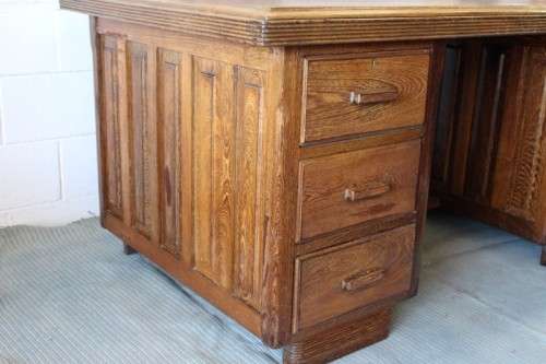 **RS17_Clearance** Vintage solid partridge wood 6-drawer executives desk in wonderful condition
