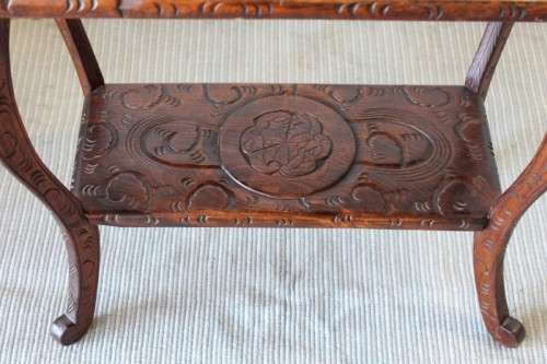 **RS17** A magnificently hand-carved vintage wooden Chinese "dragon" occasional table = a rare piece