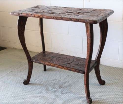 **RS17** A magnificently hand-carved vintage wooden Chinese "dragon" occasional table = a rare piece