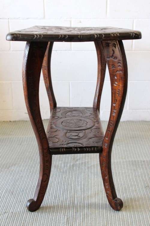 **RS17** A magnificently hand-carved vintage wooden Chinese "dragon" occasional table = a rare piece