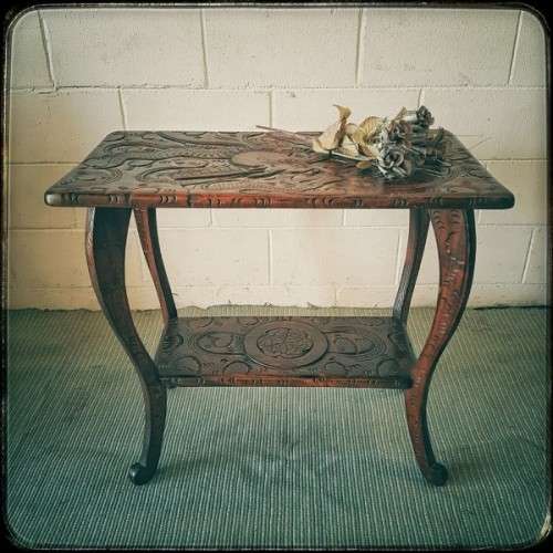 **RS17** A magnificently hand-carved vintage wooden Chinese "dragon" occasional table = a rare piece