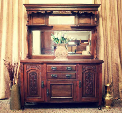A spectacular antique Victorian oak buffet server once owned by John Smith Moffat; The Moffat Treaty