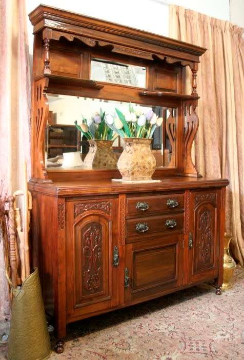 A spectacular antique Victorian oak buffet server once owned by John Smith Moffat; The Moffat Treaty