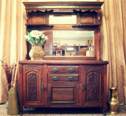 A spectacular antique Victorian oak buffet server once owned by John Smith Moffat; The Moffat Treaty