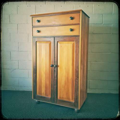 An awesome Yellowwood and Imbuia (jongmans kas) wardrobe with two large top drawers
