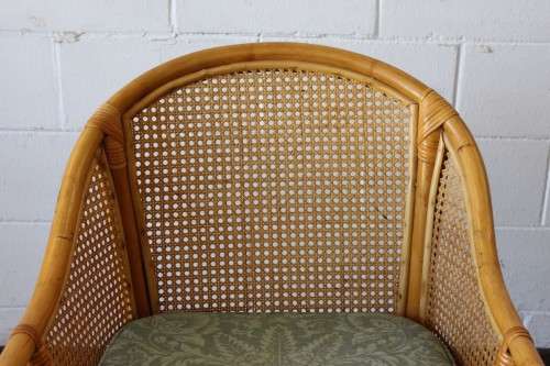 Charming & very stylish wicker and bamboo occasional arm-chair with a cushion in stunning condition!