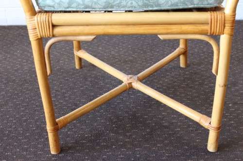 Charming & very stylish wicker and bamboo occasional arm-chair with a cushion in stunning condition!