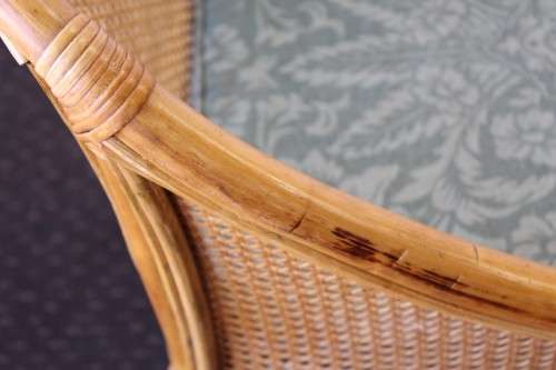 Charming & very stylish wicker and bamboo occasional arm-chair with a cushion in stunning condition!