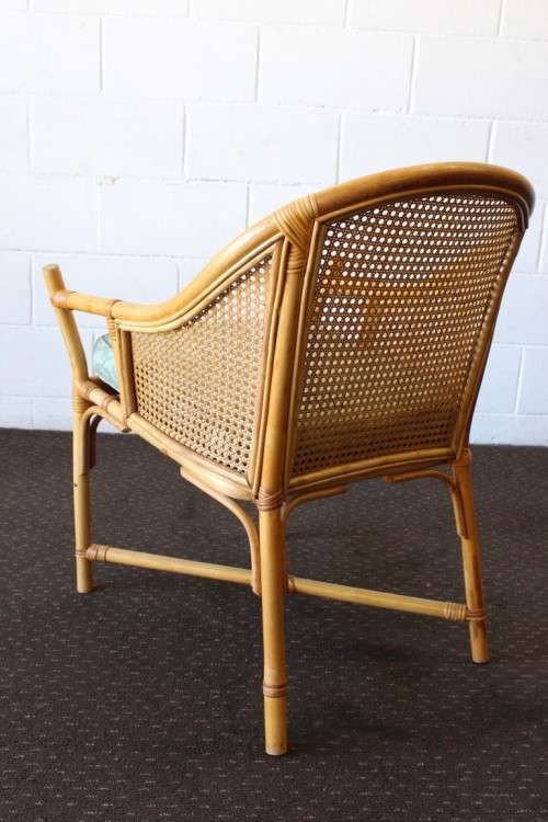 Charming & very stylish wicker and bamboo occasional arm-chair with a cushion in stunning condition!