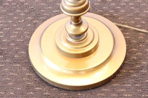 **RS17** A stunning & beautifully made 3-lamp floor standing brass reading lamp w/ large white shade