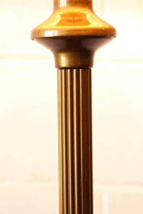 **RS17** A stunning & beautifully made 3-lamp floor standing brass reading lamp w/ large white shade