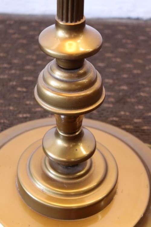 **RS17** A stunning & beautifully made 3-lamp floor standing brass reading lamp w/ large white shade
