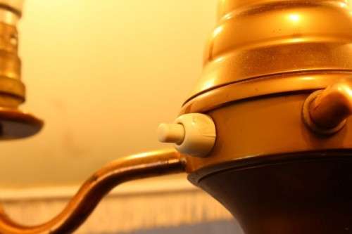 **RS17** A stunning & beautifully made 3-lamp floor standing brass reading lamp w/ large white shade