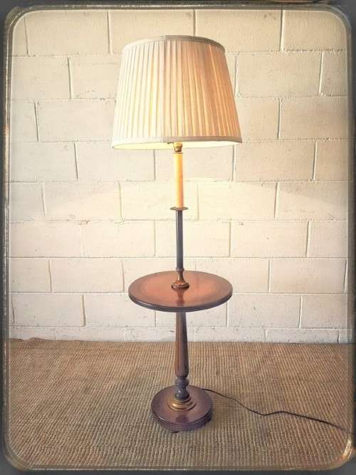 **RS17** A beautifully made vintage floor standing reading lamp with table tray and large shade