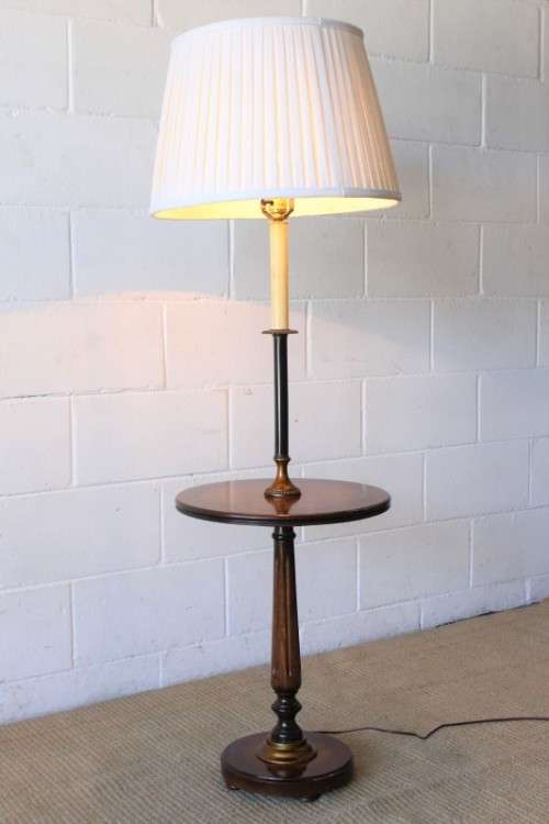**RS17** A beautifully made vintage floor standing reading lamp with table tray and large shade