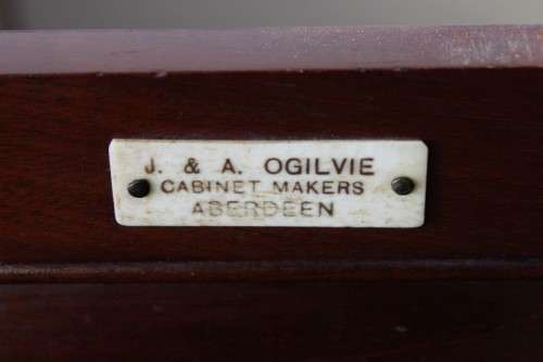 A gorgeous original antique "J & A Ogilvie Cabinetmakers" of Scotland mahogany wash stand cabinet