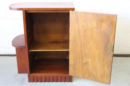 An awesome antique Art Deco bathroom cupboard with a single door and side shelves