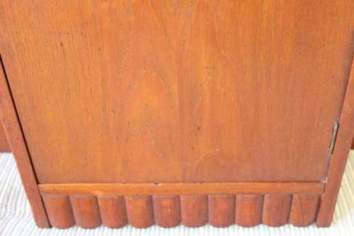 An awesome antique Art Deco bathroom cupboard with a single door and side shelves