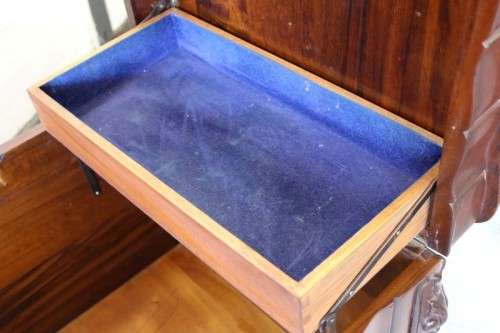 A stunning and beautiful hand carved solid Imbuia ball & claw kist with a 3-way lid & ample space