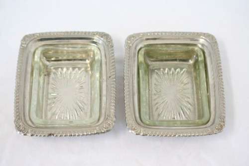 **RS17** 2 beautiful vintage silver plated lidded breakfast butter dishes w/ ornate lids. Price/dish