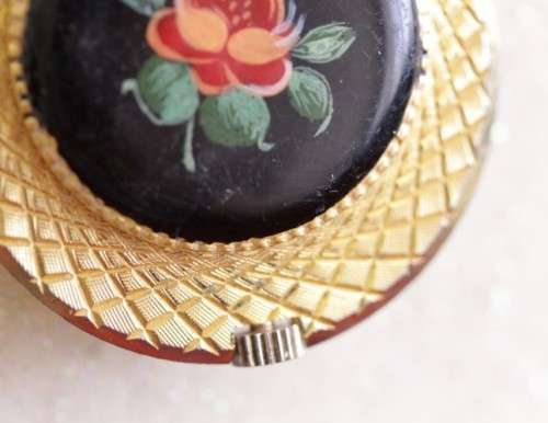 Exquisite & very rare vintage gold plate & enamelled Swiss made Namruf 17-Jewel nurses pendant watch