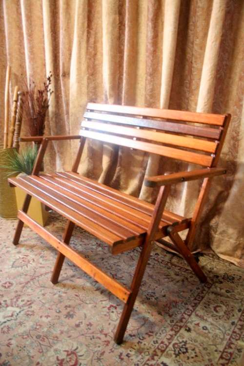 **RS17** A stunning and sturdy 2-seater wooden fold away bench - great on a porch