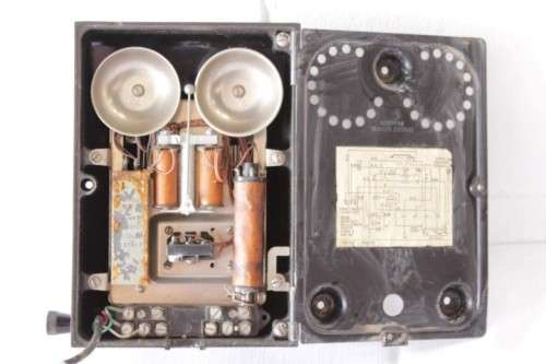 An exceptionally rare antique c1940 "Ericsson" black Bakelite hand-cranked wall exchange telephone