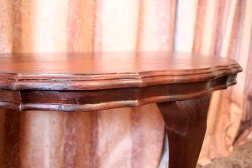 **RS17** A Queen Anne styled Imbuia half moon display/occasional table. Gorgeous in an entrance!!