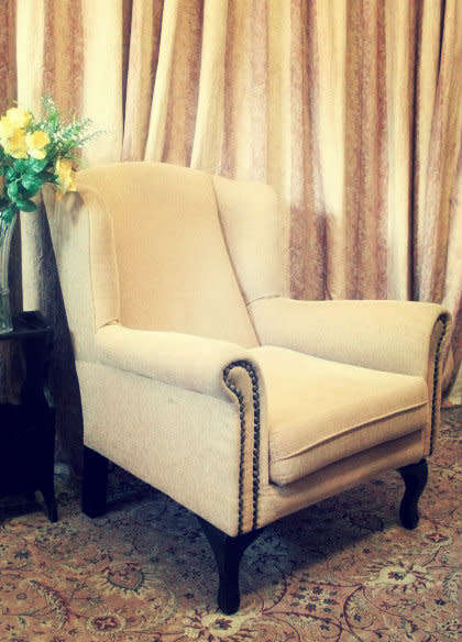 A fabulous wing back chair in great condition for the age! Perfect for a study or reading room