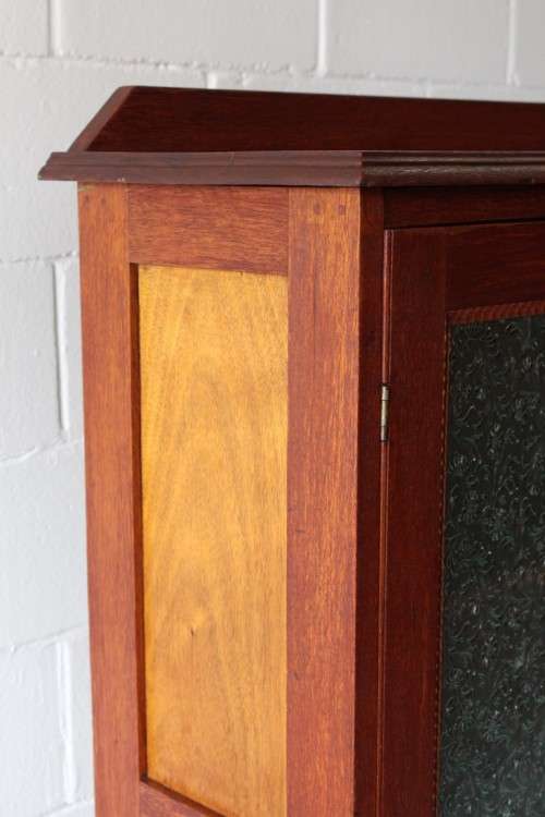 An amazing vintage Teak bookcase/ cabinet with decorative frosted glass doors and a bottom drawer!