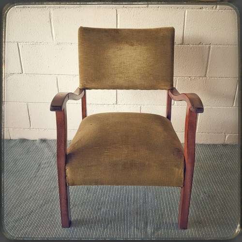 A lovely vintage solid teak lounge armchair with green upholstery - great extra seat in the house!