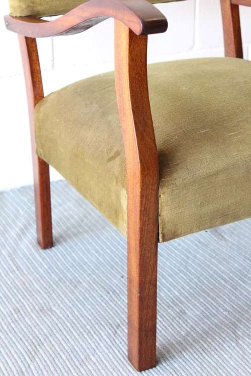 A lovely vintage solid teak lounge armchair with green upholstery - great extra seat in the house!