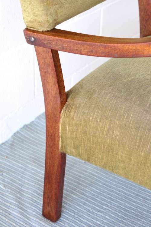 A lovely vintage solid teak lounge armchair with green upholstery - great extra seat in the house!