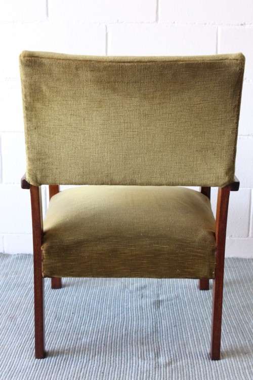 A lovely vintage solid teak lounge armchair with green upholstery - great extra seat in the house!