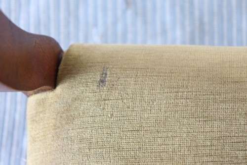 A lovely vintage solid teak lounge armchair with green upholstery - great extra seat in the house!