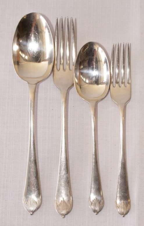 A superb antique c1920's (King George V) Mappin & Webb Art Deco fork & spoon cutlery set