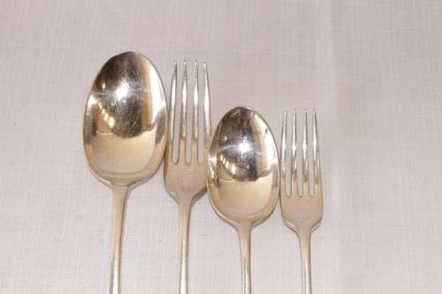 A superb antique c1920's (King George V) Mappin & Webb Art Deco fork & spoon cutlery set