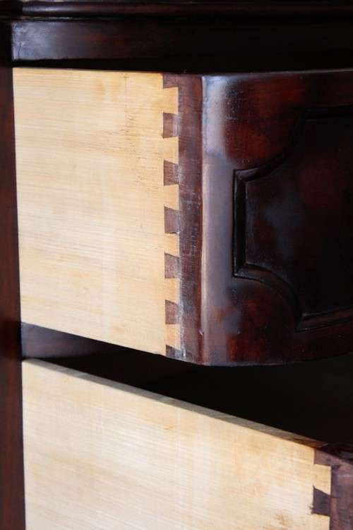 An exquisite LARGE vintage side server with pad foot legs and stunning carved wooden rosettes!