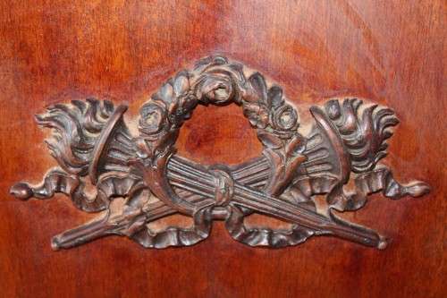 An exquisite LARGE vintage side server with pad foot legs and stunning carved wooden rosettes!