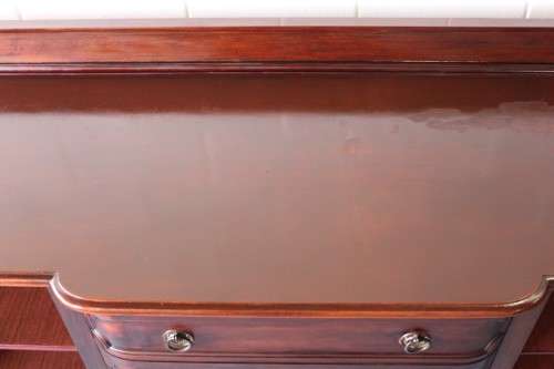 An exquisite LARGE vintage side server with pad foot legs and stunning carved wooden rosettes!