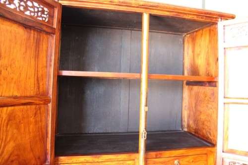 A superb & beautifully made solid Burmese teak double door cabinet/ cupboard w/ two internal drawers