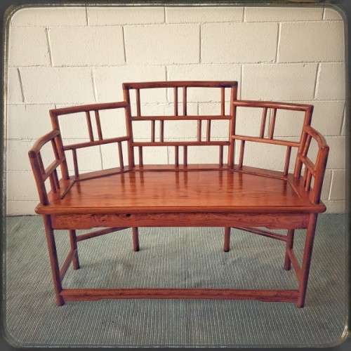 An incredible and beautifully made Burmese Teak two-seater bench in stunning condition