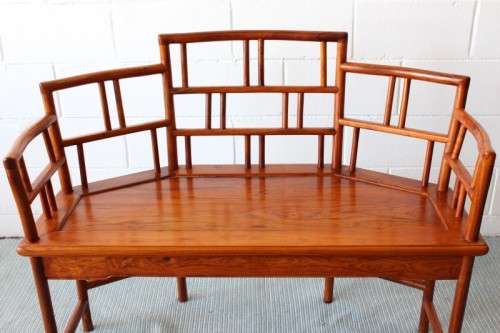 An incredible and beautifully made Burmese Teak two-seater bench in stunning condition