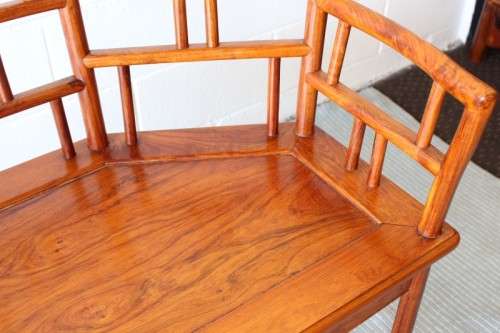 An incredible and beautifully made Burmese Teak two-seater bench in stunning condition