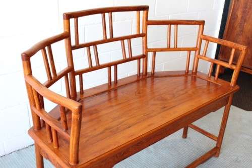 An incredible and beautifully made Burmese Teak two-seater bench in stunning condition