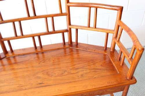 An incredible and beautifully made Burmese Teak two-seater bench in stunning condition